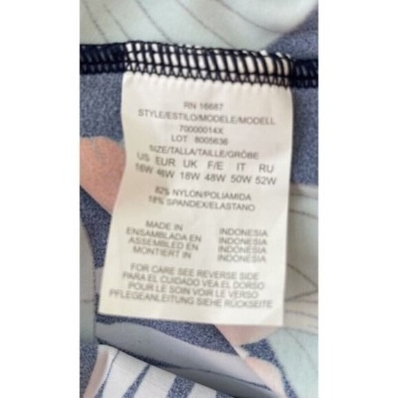 Swim Solutions Navy Multi Plus Size Printed‎ Double Strap Tankini Size 16W $79 - Picture 5 of 5